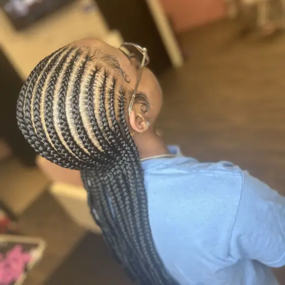 Up to 16 straight to the back stitch braided by Tiffany Joy