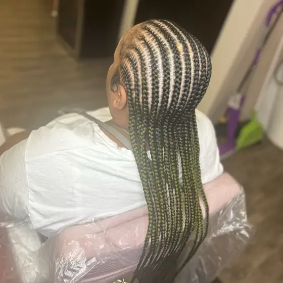 Up to 16 straight to the back stitch braided by Tiffany Joy