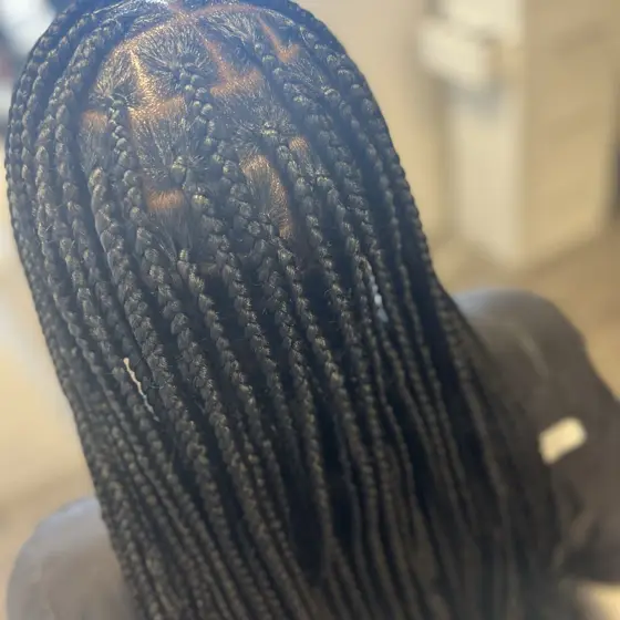 Medium knotless mid back braided by Tiffany Joy