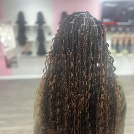 Medium boho knotless using human hair braided by Tiffany Joy
