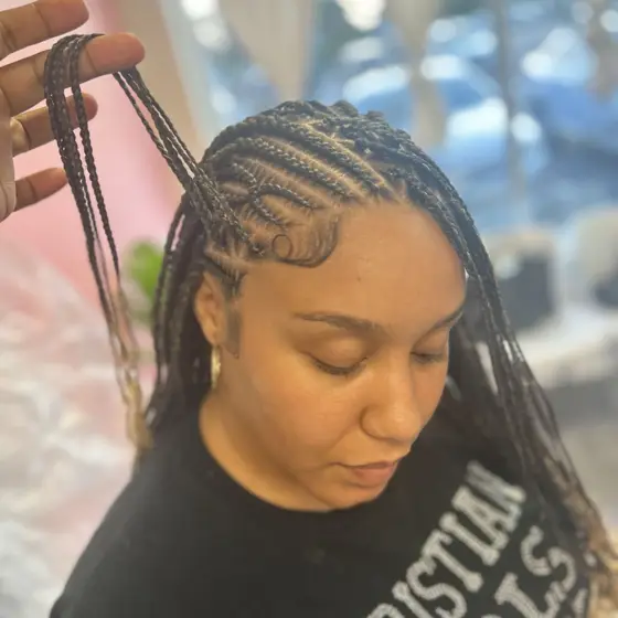 Fulani braids with knotless braided by Tiffany Joy