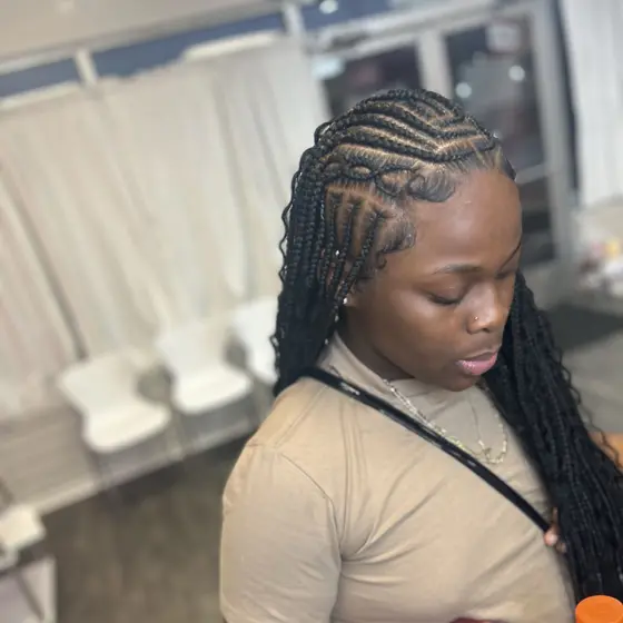 Fulani braids with boho hair braided by Tiffany Joy