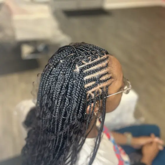 Fulani braids with boho hair braided by Tiffany Joy