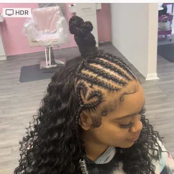 Over 9 stitch braids and quick weave braided by Tiffany Joy